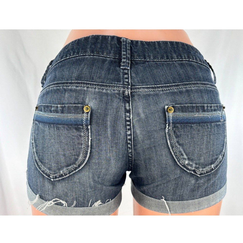 American Eagle Low Rise Cuffed Jean Shorts Women's Dark Wash 100% Cotton 30x2.5 - Picture 8 of 15